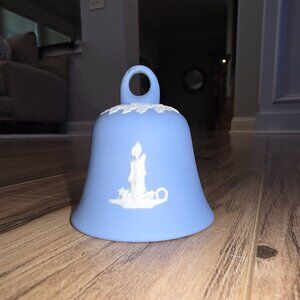 Vintage Blue Wedgwood Jasperware Bell Holiday Ceramic England 2.75”